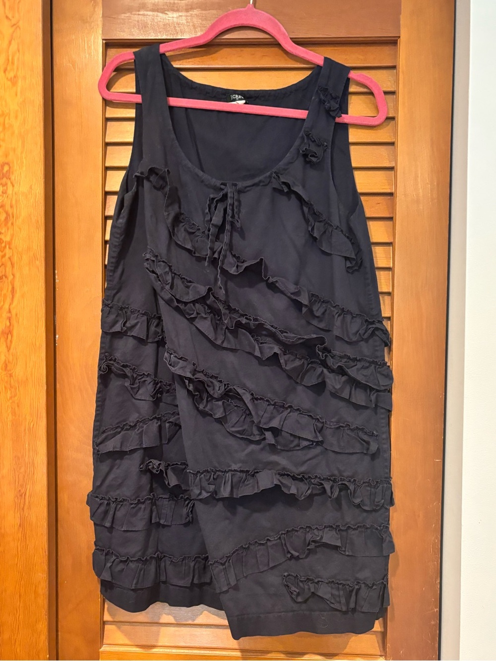 J. Crew Navy Sleeveless Ruffle Mini Dress